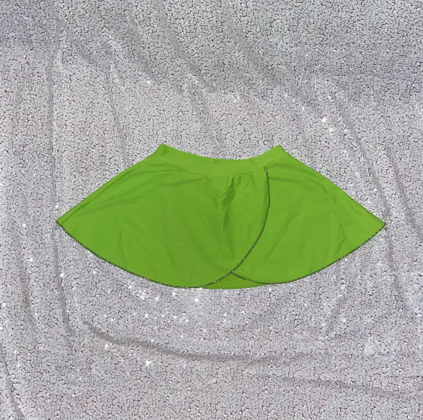 Dance Skirt—Lime Green with Glitter Trim