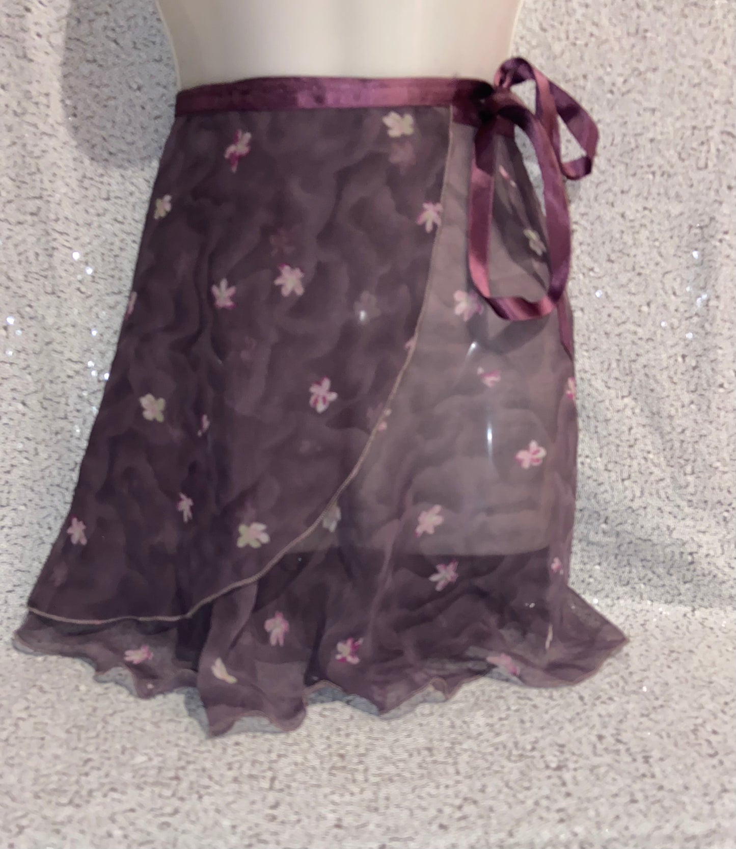 Dance Skirt--Mauve with Flowers Ballet Wrap