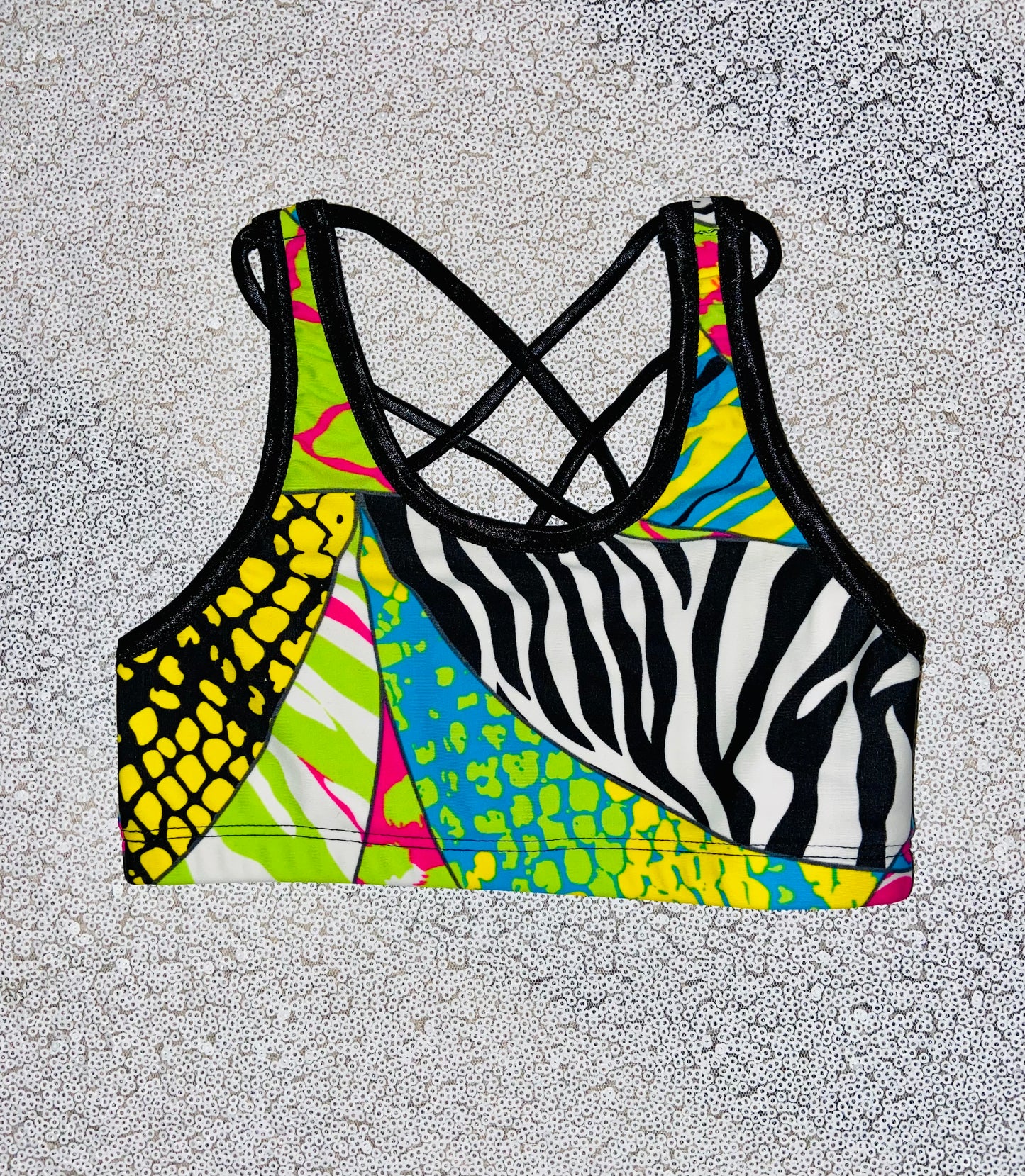 Youth Crop Top--Bright Compiled Print