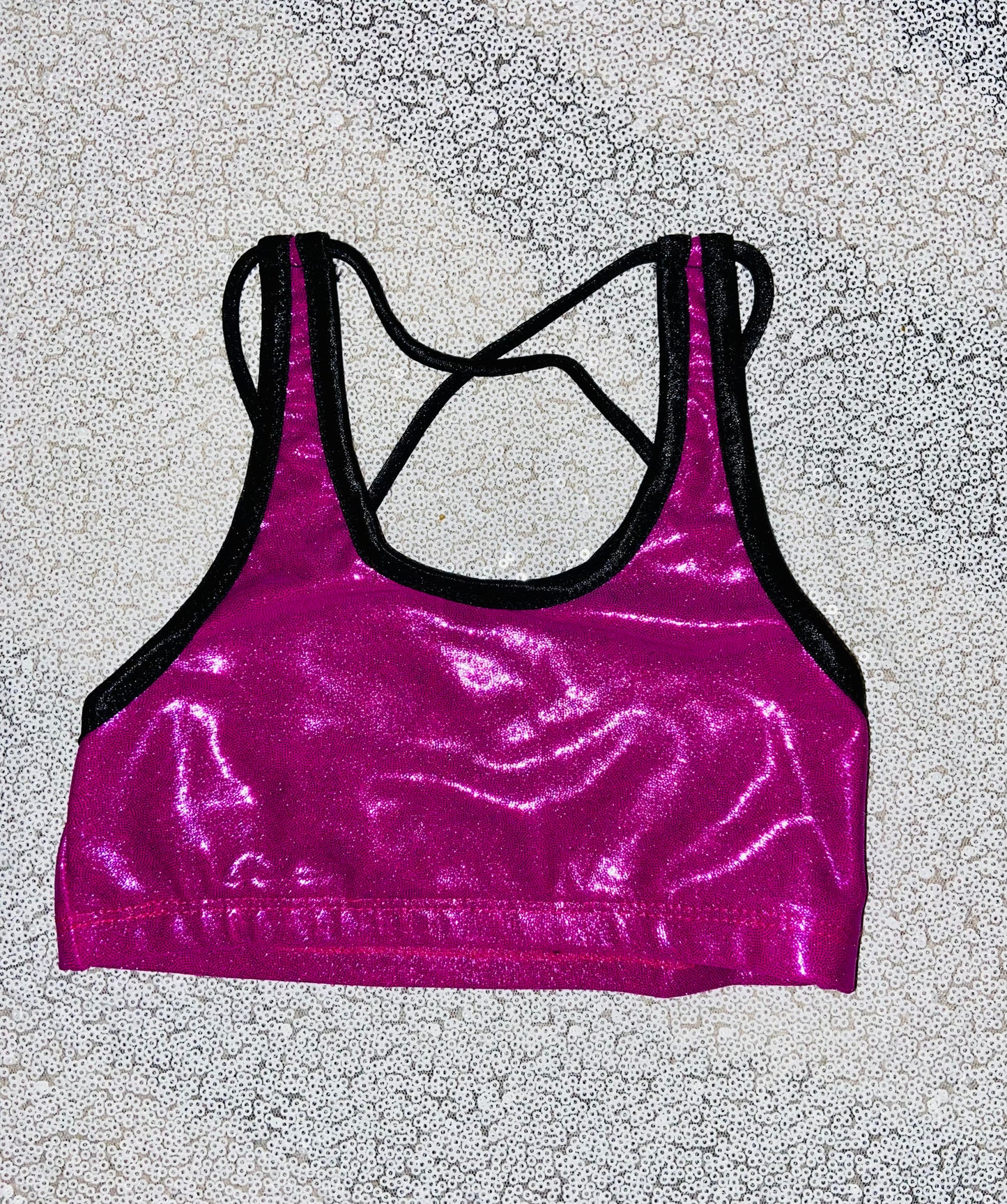 Youth Crop Top--Fuchsia Sparkle