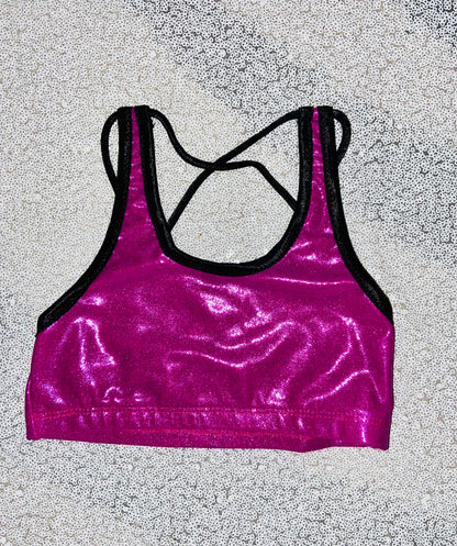 Youth Crop Top--Fuchsia Sparkle