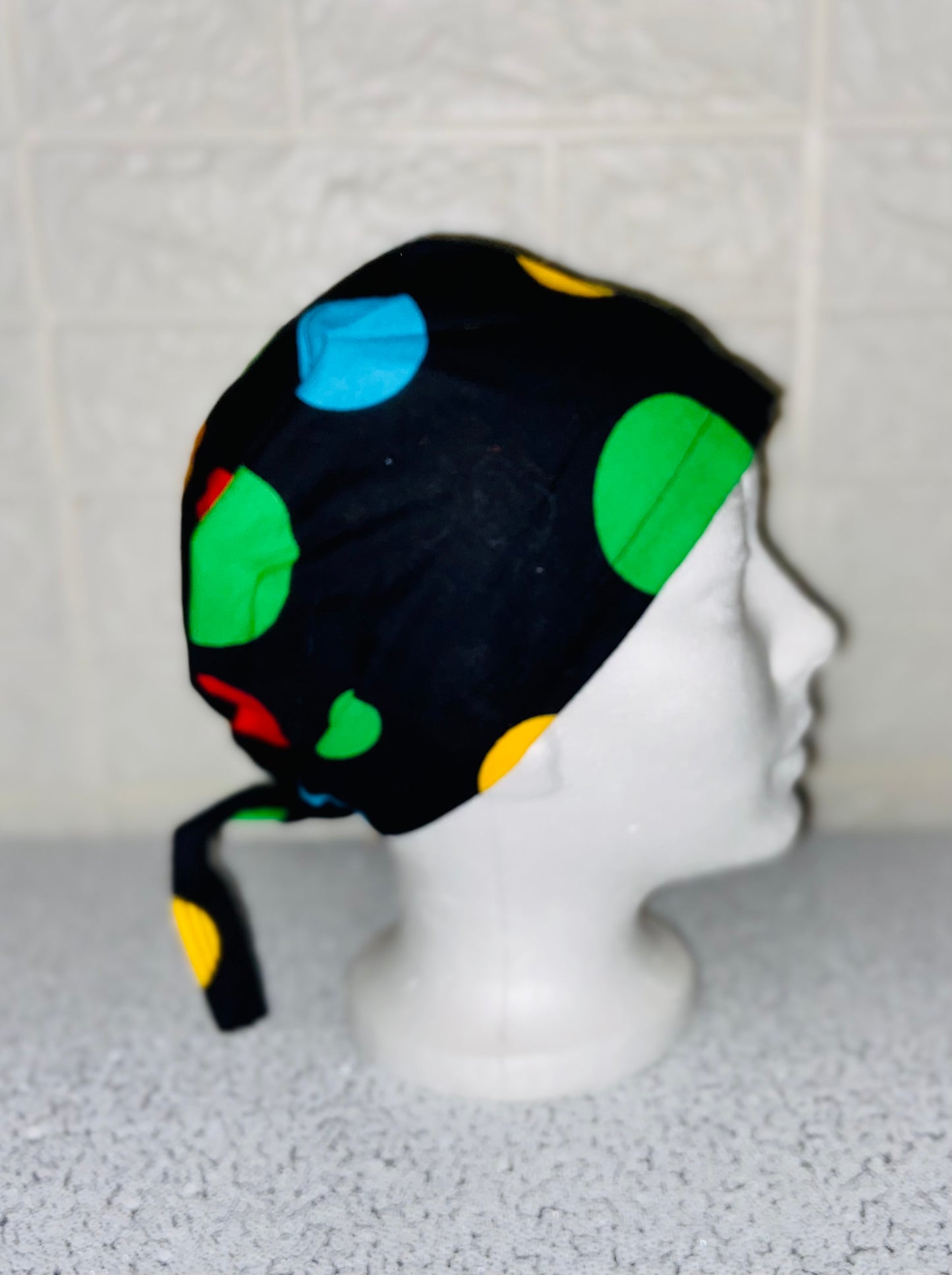 Scrub Caps--Polka Noir