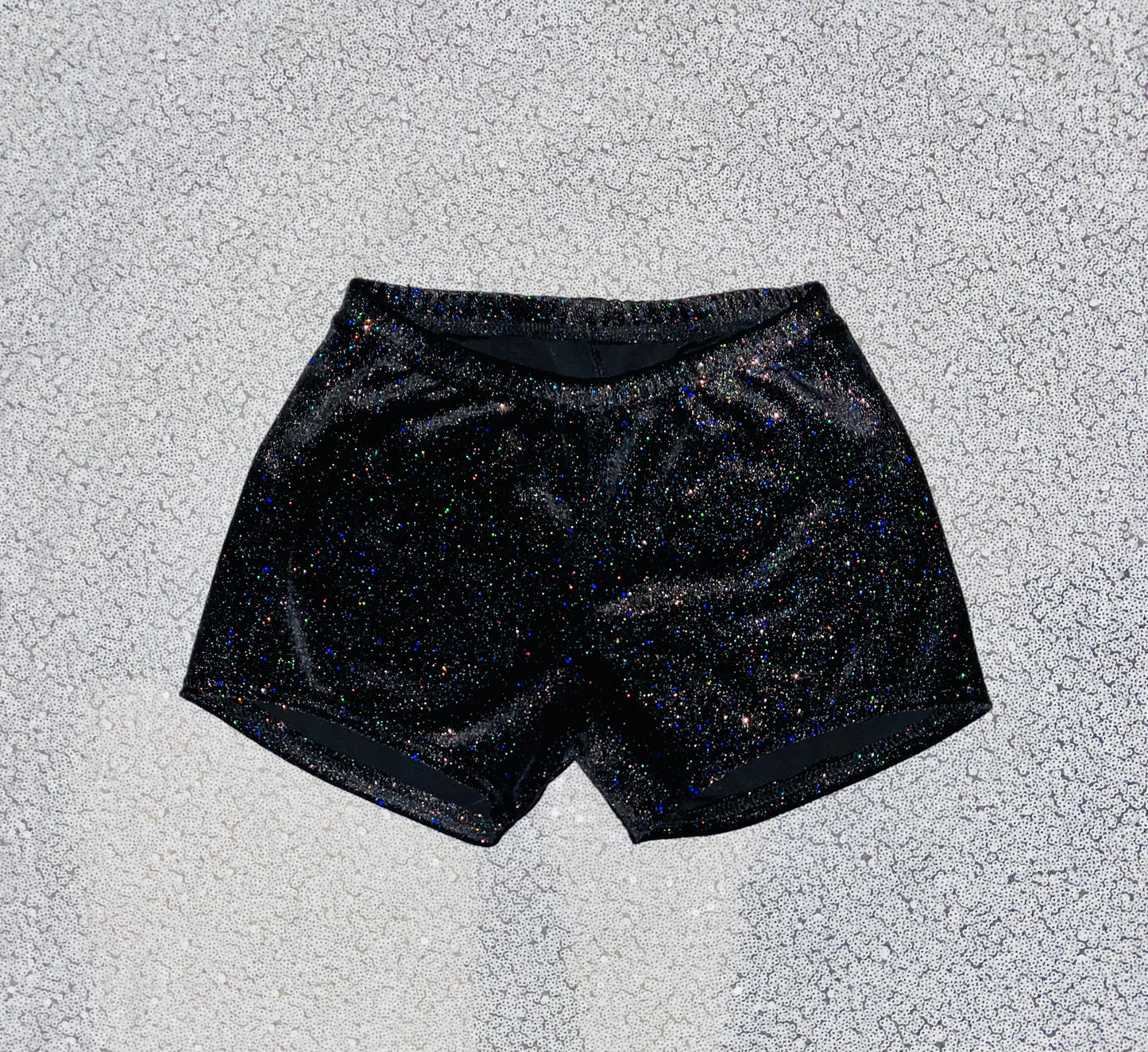 Shorts--Black Sparkly Velvet