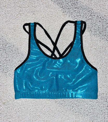 Youth Crop Top--Turquoise Sparkle