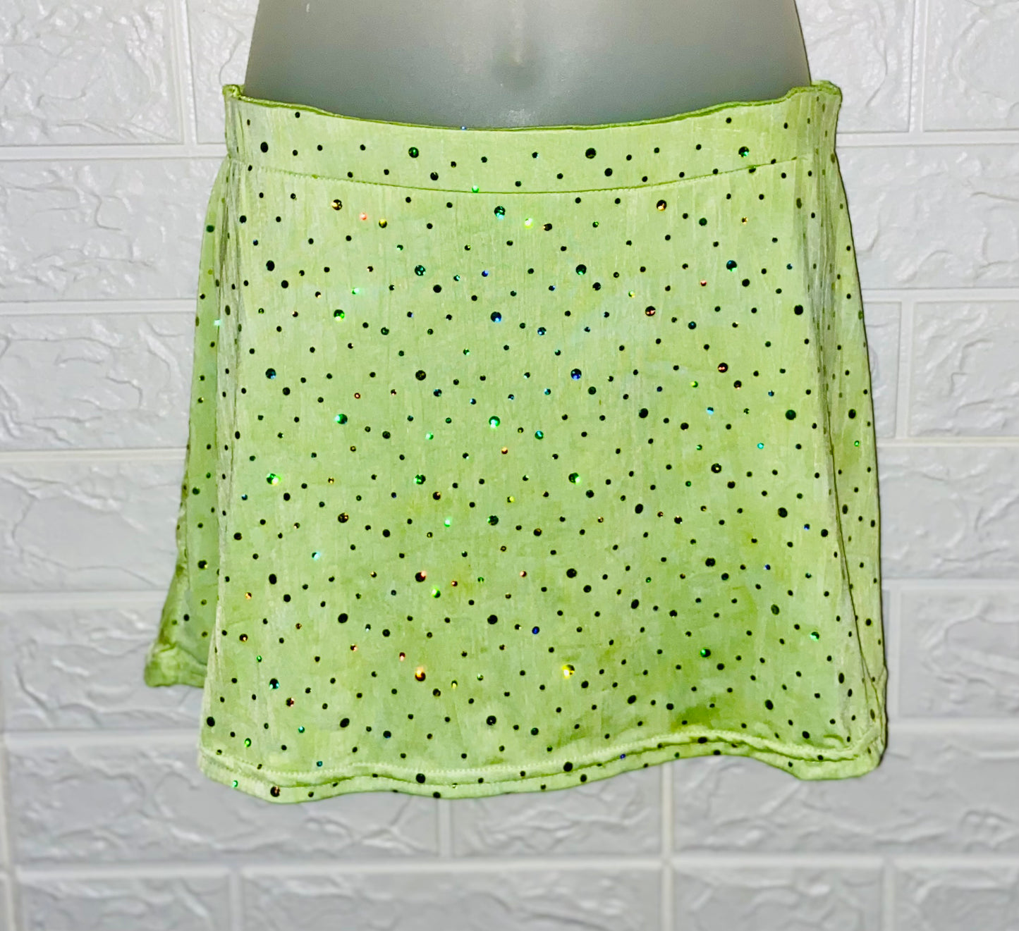 Practice Skirts-Holographic Dots Lime Green