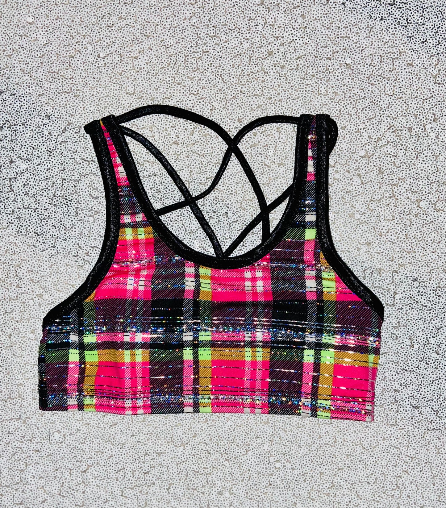 Youth Crop Top--Pink Plaid