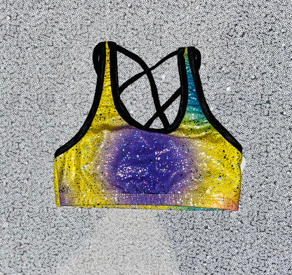 Youth Crop Top--Rainbow Sparkle