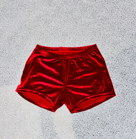 Shorts--Red Sparkly Velvet