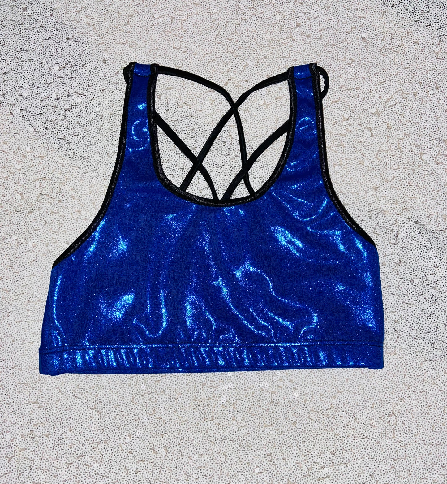 Youth Crop Top--Royal Blue Sparkle