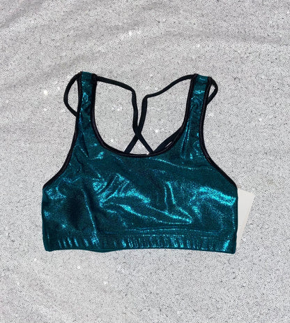 Youth Crop Top--Teal Sparkle